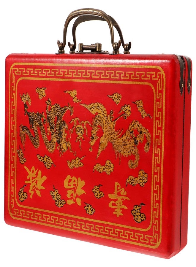 DIYEAH Wooden Chinese Mahjong Storage Case Traditional Treasure Box Mahjong TilesVintage Container 1Pc - Image 1